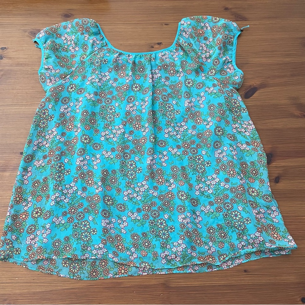 Nicole by Nicole Miller Retro Inspired Floral Top - Size 14 - Picture 2 of 10